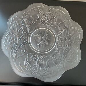 Vintage Val st. Lambert scalloped edge glass serving plate